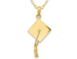 Graduation Cap Charm Pendant Necklace in 10K Yellow Gold with Chain